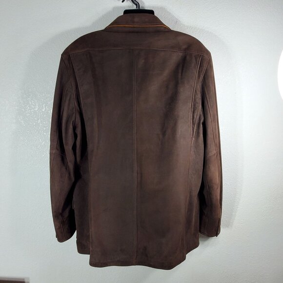 Orvis Mens Size 48 L Brown Genuine Leather Bandera Blazer Hunting Jacket Coat - Picture 2 of 13